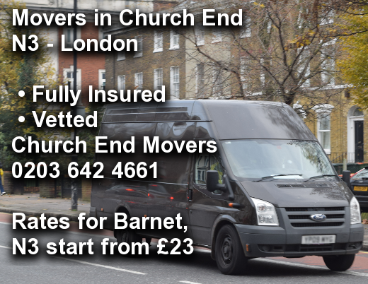Movers in Church End N3, Barnet
